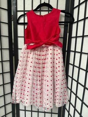 Red & White Polka Dot Party Dress for Girls